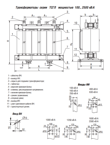 ТСГЛ 250/6,3/0,4 Д/Ун-11 У3 трансформатор