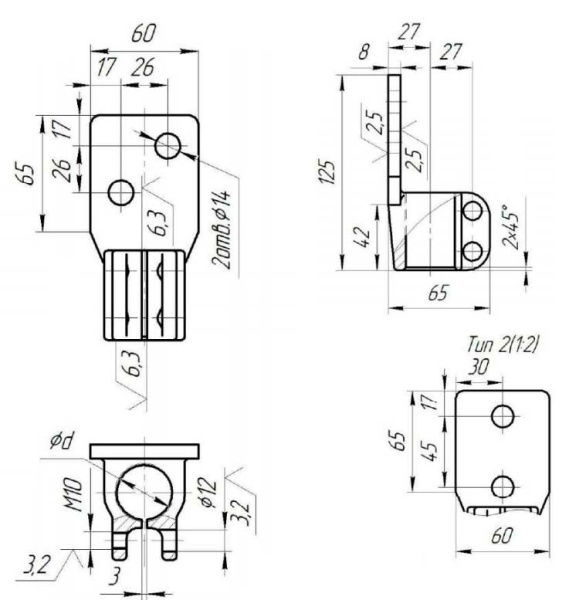 1000 кВА зажим контактный НН (литьё DIN, М27х1,5)